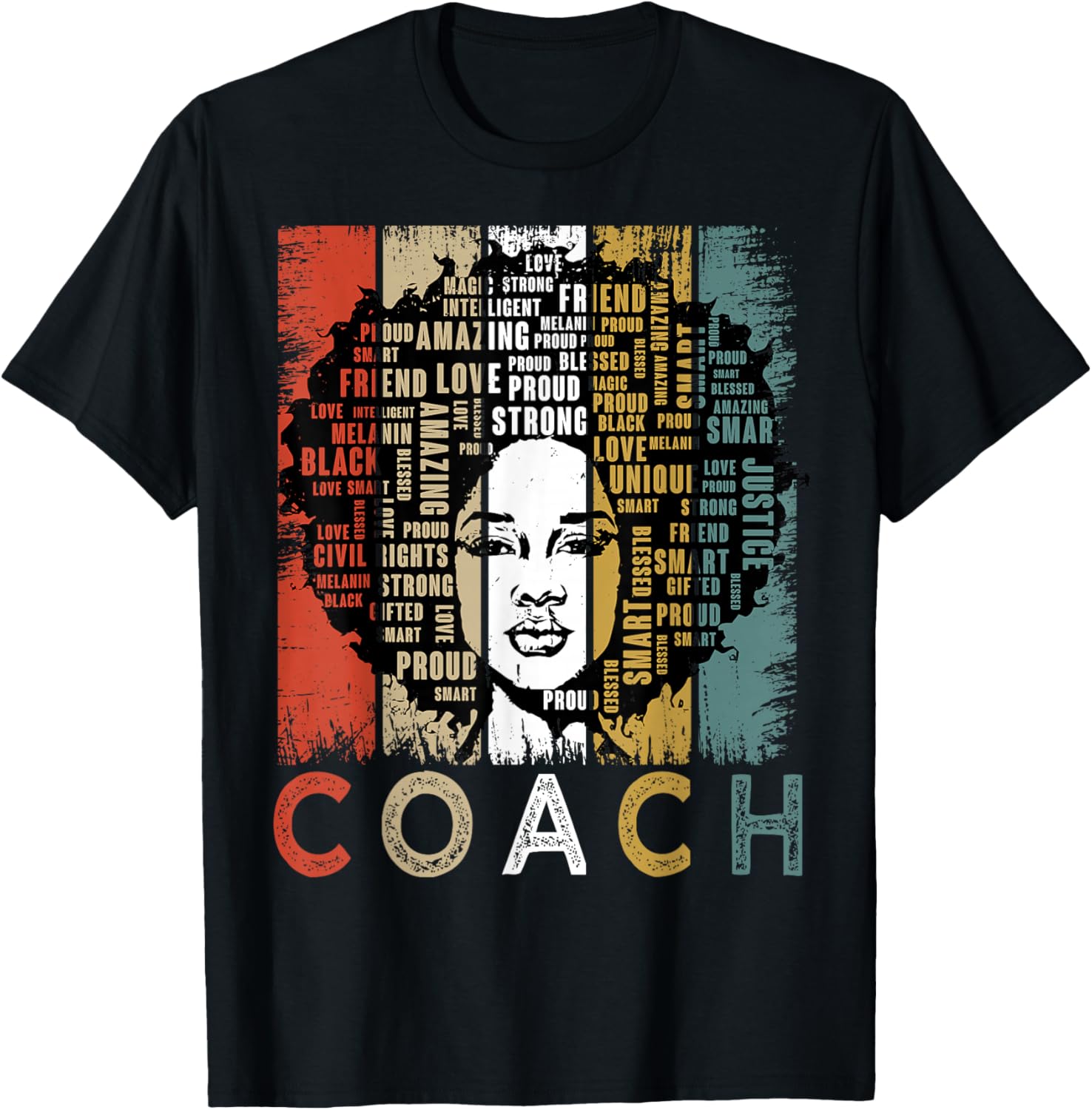 Coach Afro African American Women Black History Month T-Shirt - T-Shirt | Black