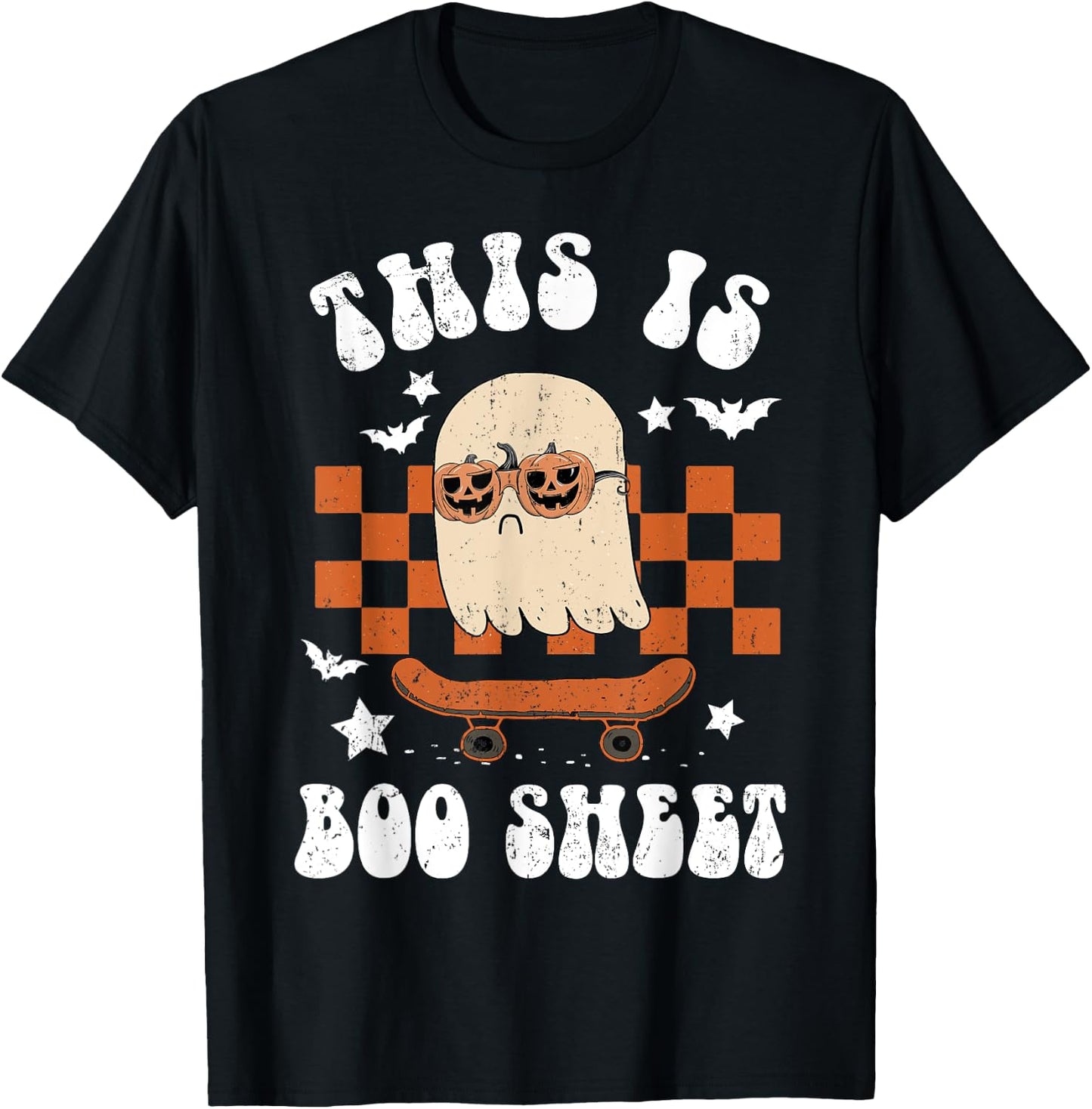 Cute Ghost Skateboarding This is Boo Sheet Halloween Costume T-Shirt - T-Shirt | Black