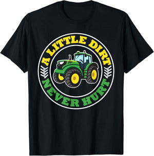 Kids A Little Dirt Never Hurt Tractors Farm Boys Toddler Boy T-Shirt - T-Shirt | Black