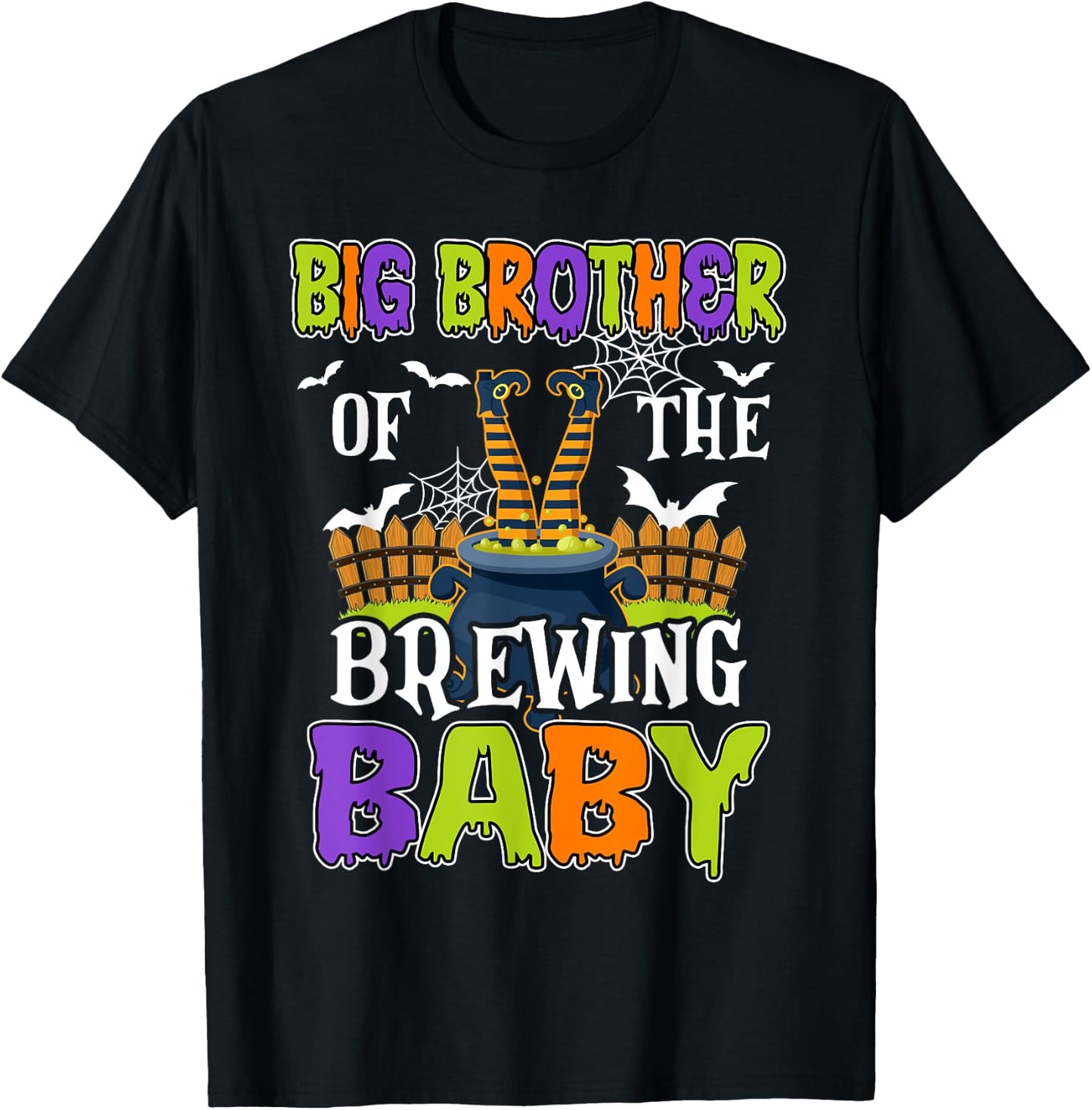 Big Brother Of The Brewing Baby Halloween Witch Baby Funny T-Shirt - T-Shirt | Black