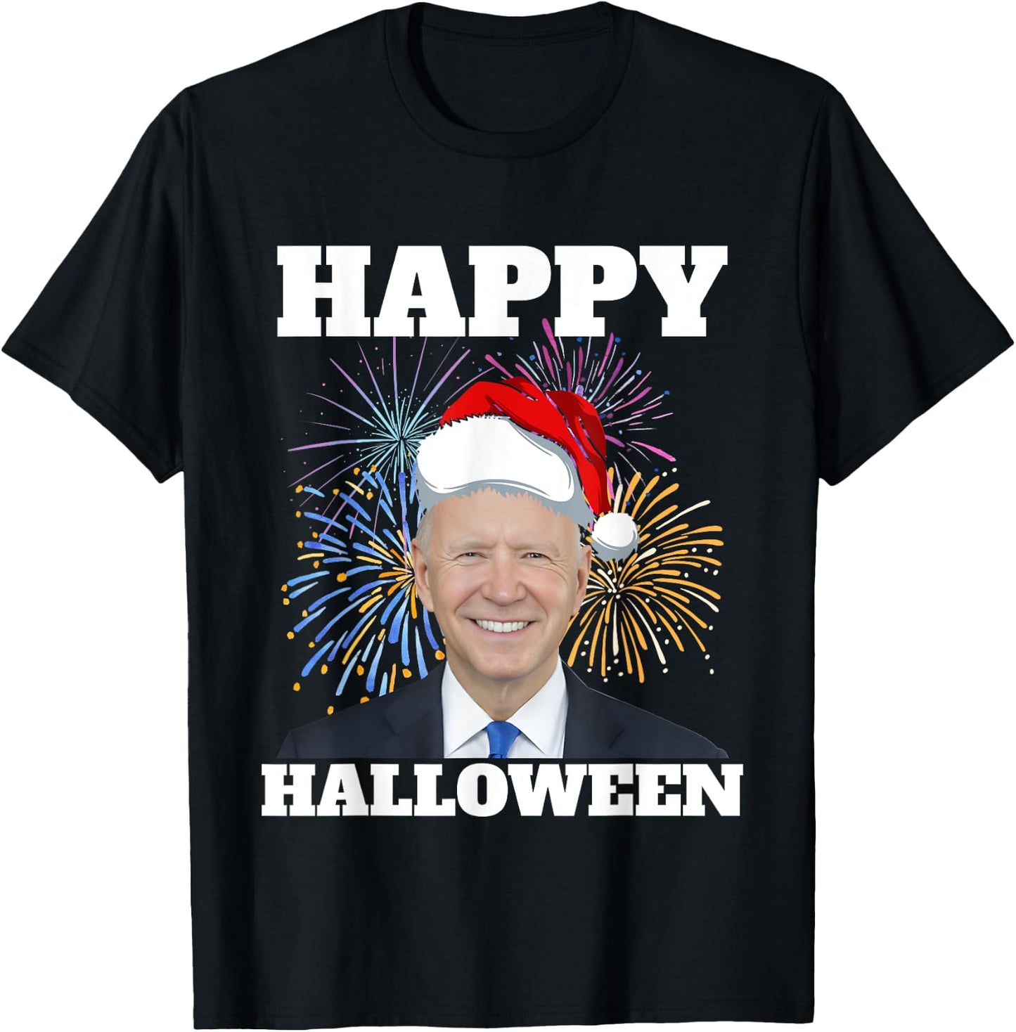 Funny Joe Biden 4th Of July Happy Halloween Firework US Flag Men T-Shirt - T-Shirt | Black