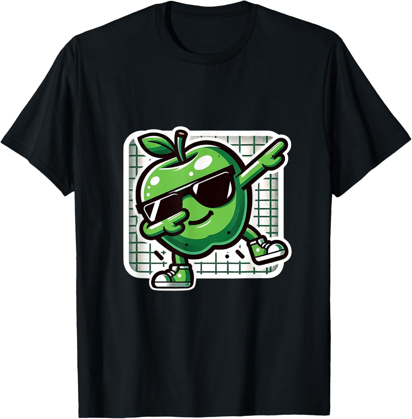 Funny Dab Apple Dancing Dabbing Fruit Meme T-Shirt - T-Shirt | Black