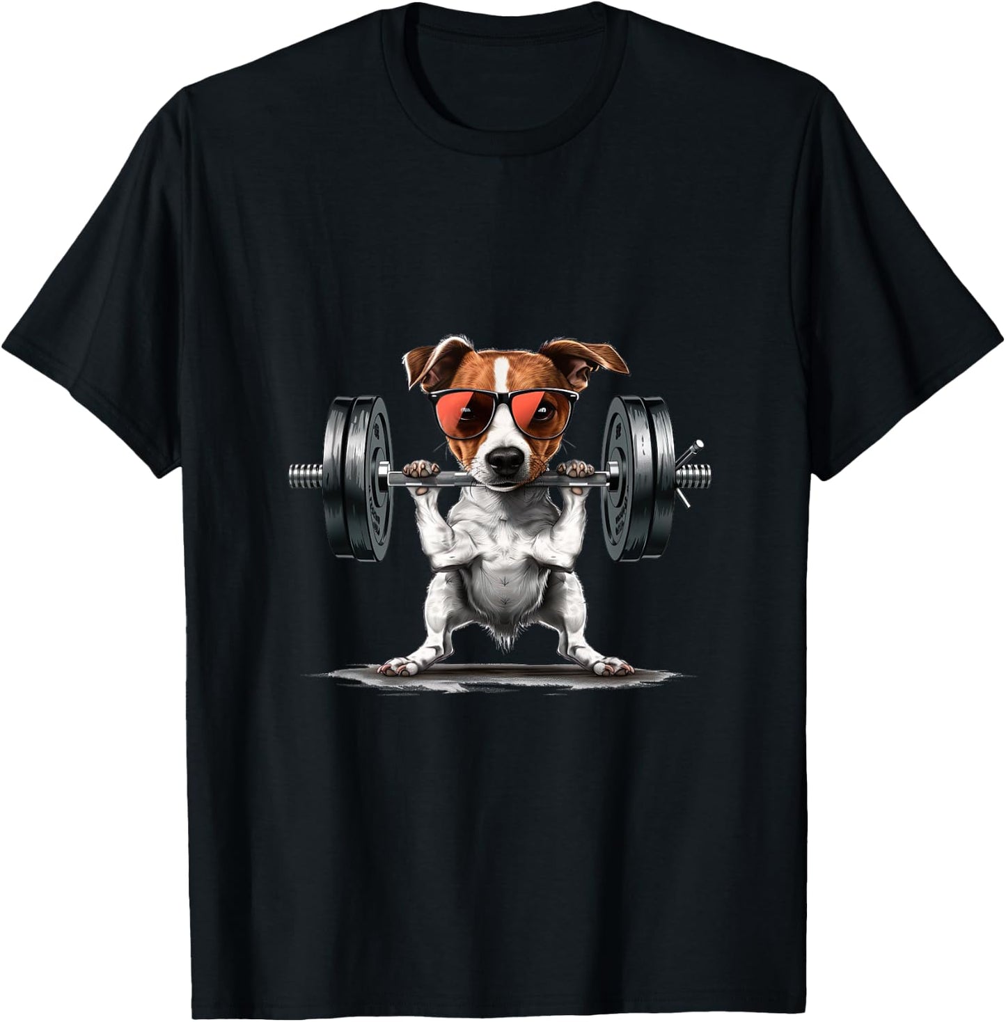 Pumping Weight Lifting Funny Jack Russell Terrier T-Shirt - T-Shirt | Black