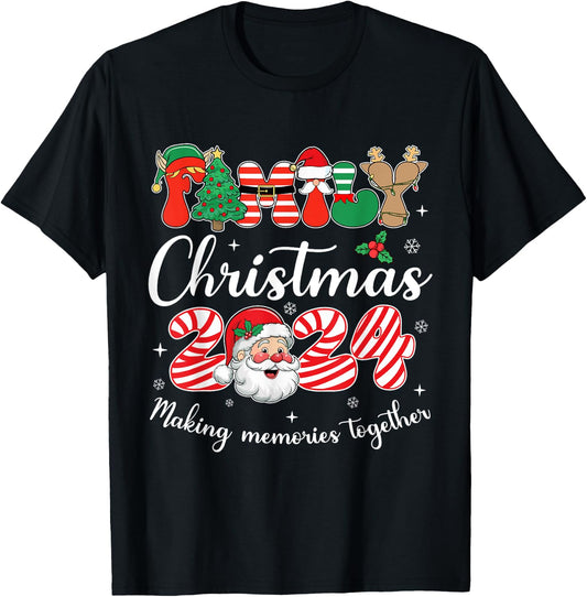 Family 2024 Christmas Matching Outfits Team Santa Elf Squad T-Shirt - T-Shirt | Black
