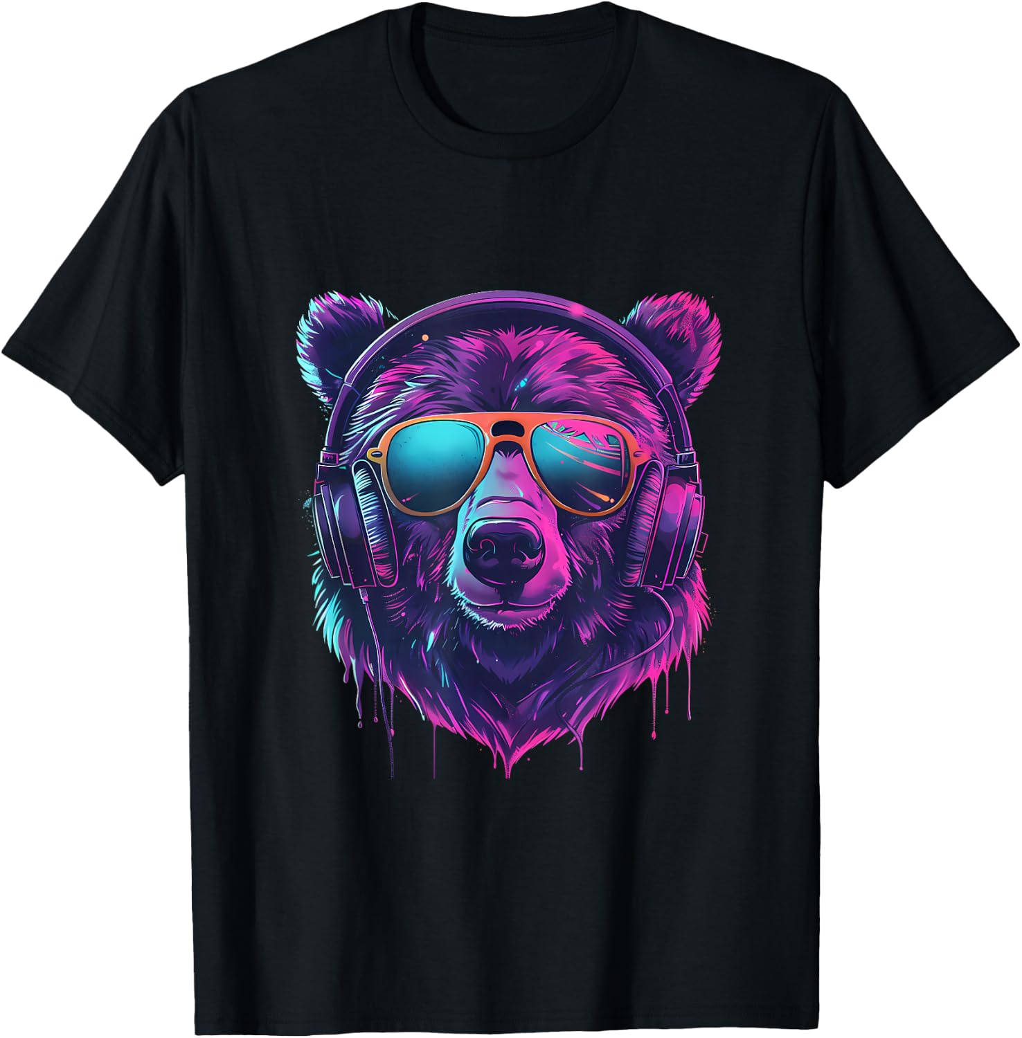 DJ Bear EDM Music Headphones Bear Lover Techno Beatmaker T-Shirt - T-Shirt | Black