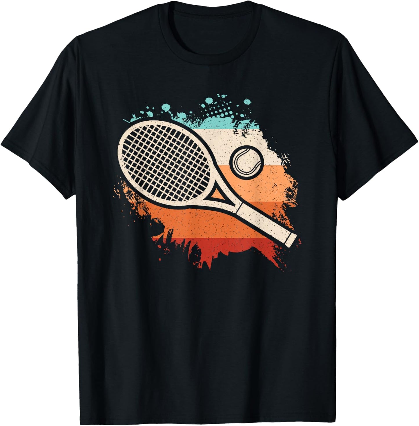 Retro Tennis Racket Vintage Tennis Player Men Women Kids T-Shirt - T-Shirt | Black