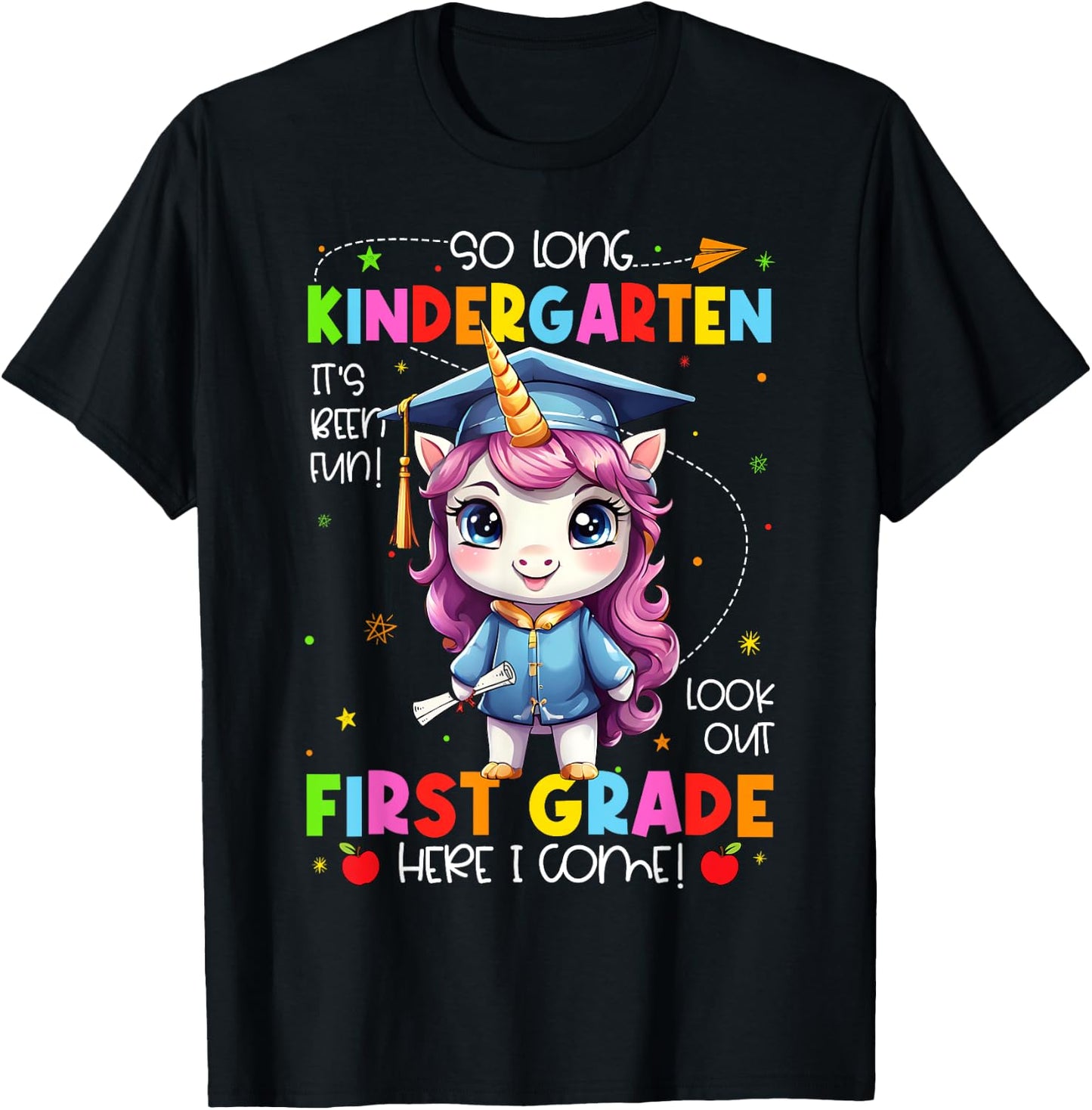 Unicorn So Long Kindergarten Graduation Last Day Of School T-Shirt - T-Shirt | Black