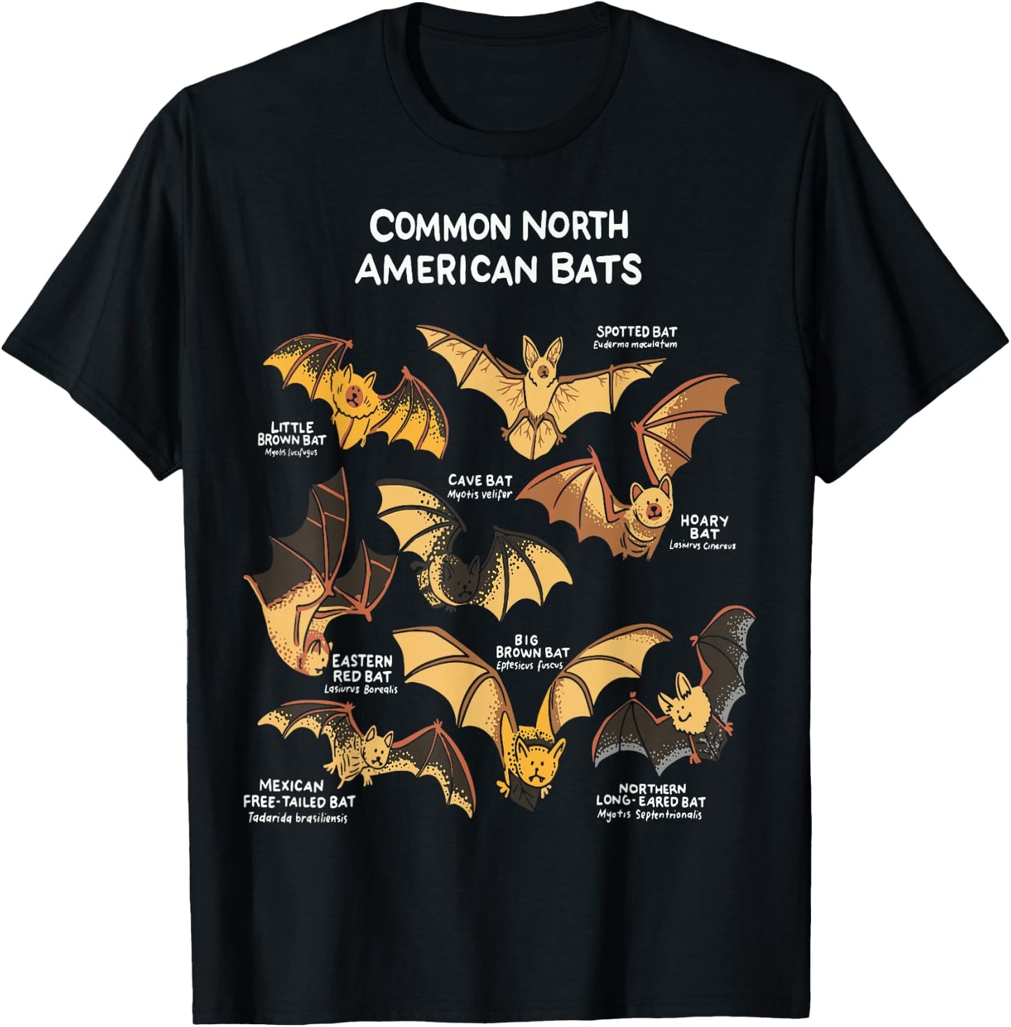 Bats of North America I Megabat I Bloodsucker I Bat T-Shirt - T-Shirt | Black