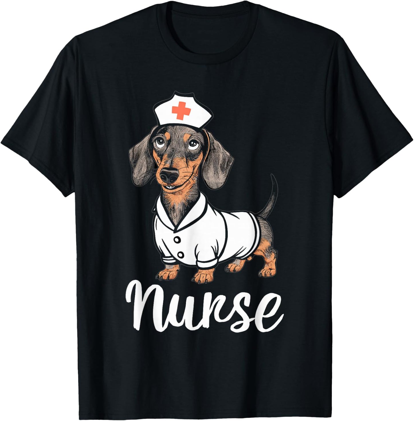 Nurse Dachshunds In Costumes Adorable Nurse T-Shirt - T-Shirt | Black
