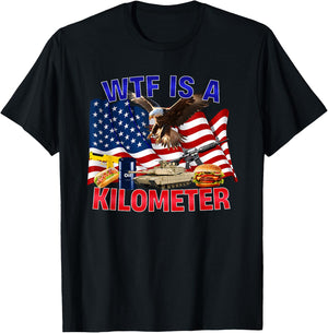 The Bald Eagle American Flag WTF Is A Kilometer T-Shirt - T-Shirt | Black