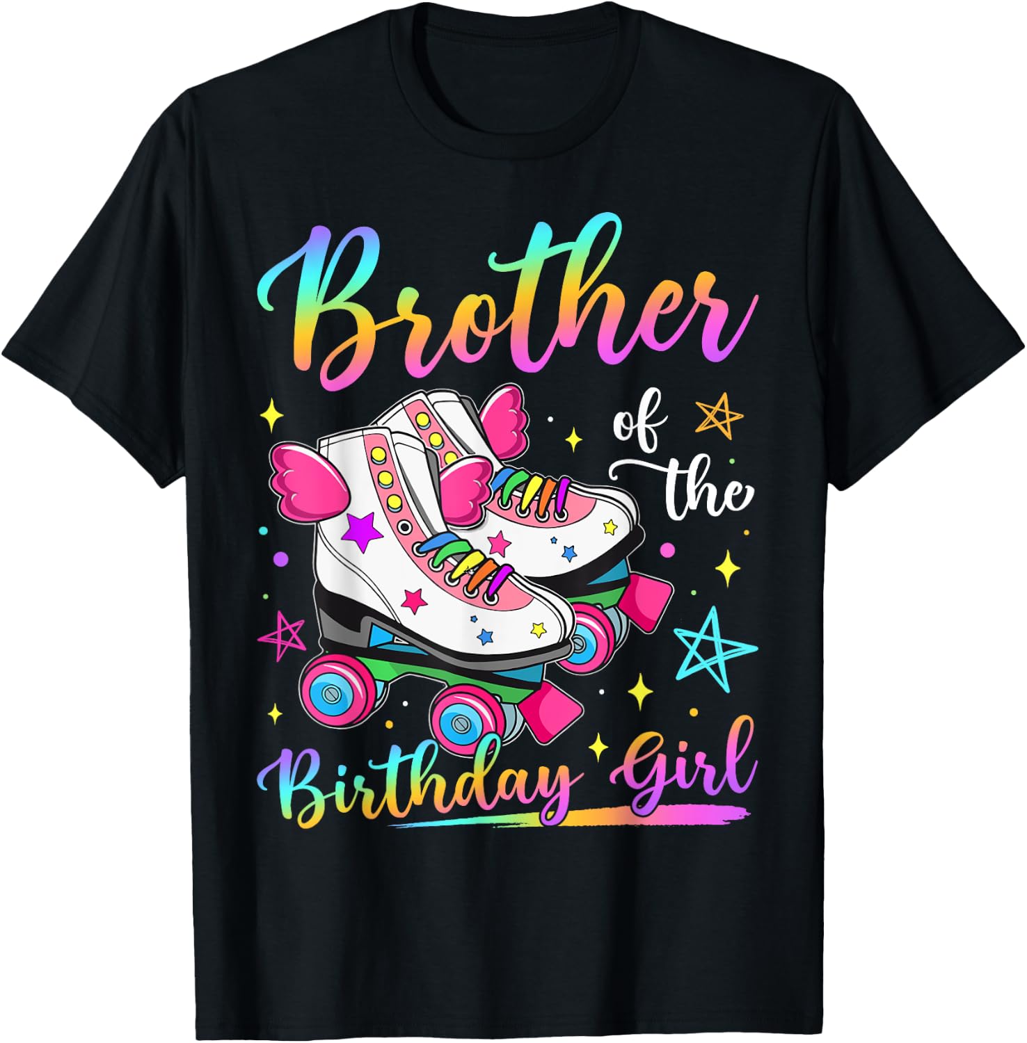 Brother Of The Birthday Girl Rolling Skate Family Matching T-Shirt - T-Shirt | Black