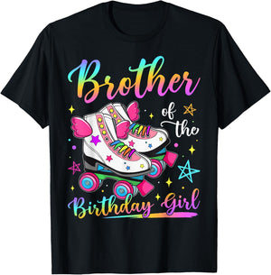 Brother Of The Birthday Girl Rolling Skate Family Matching T-Shirt - T-Shirt | Black