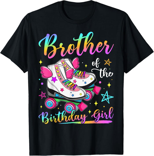 Brother Of The Birthday Girl Rolling Skate Family Matching T-Shirt - T-Shirt | Black