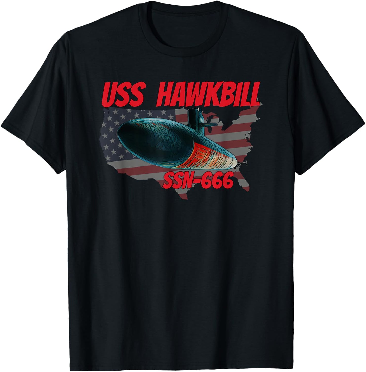 USS Hawkbill SSN-666 Submarine Veterans Day Father Grandpa T-Shirt - T-Shirt | Black