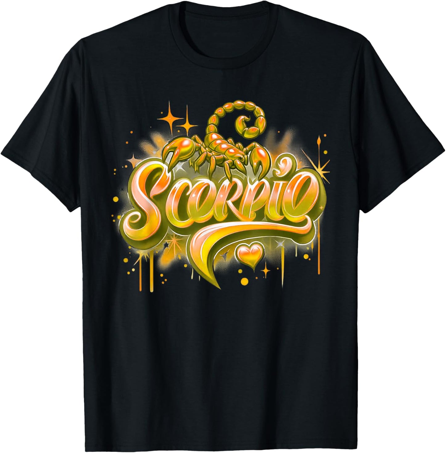 Orange Scorpio Zodiac Star Sign T-Shirt - T-Shirt | Black