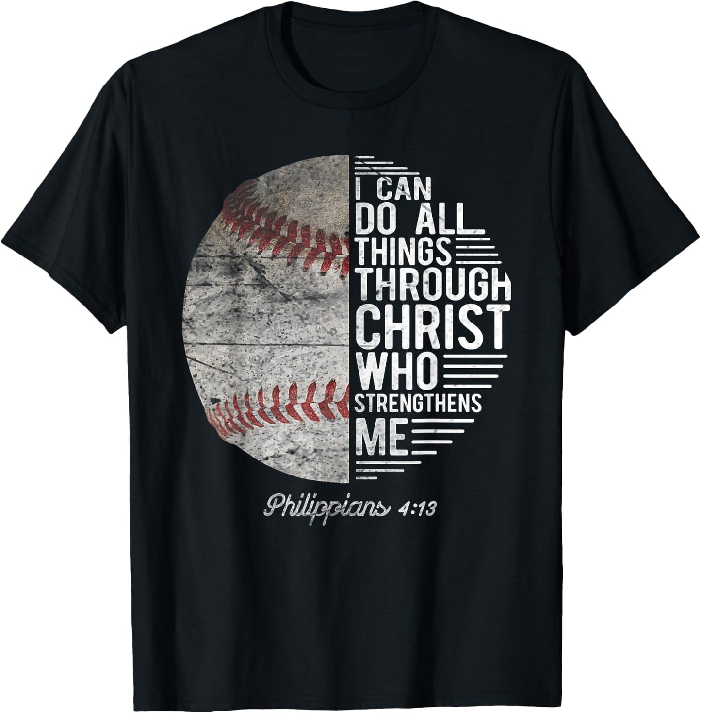 Christian Baseball Men Boys Kids Philippians Religious Gifts T-Shirt - T-Shirt | Black