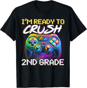 I'm Ready to Crush 2nd Grade Back to School Video Game Boys T-Shirt - T-Shirt | Black