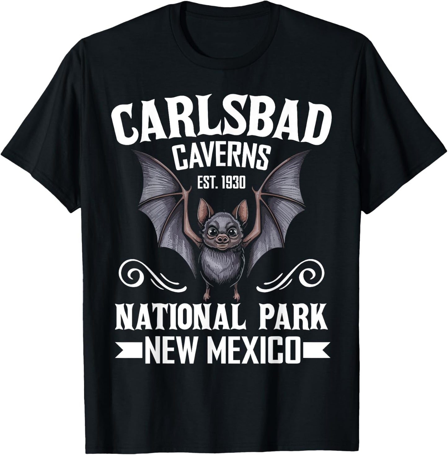Carlsbad Caverns National Park Bat Mexico Travel Souvenir T-Shirt - T-Shirt | Black