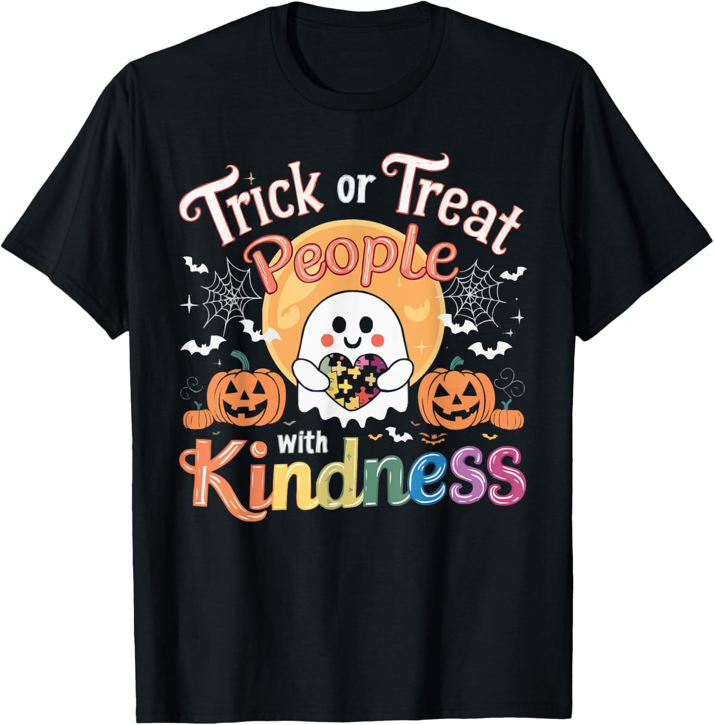 Support Autism Halloween Spooky Autistic Trick Or Treat T-Shirt - T-Shirt | Black