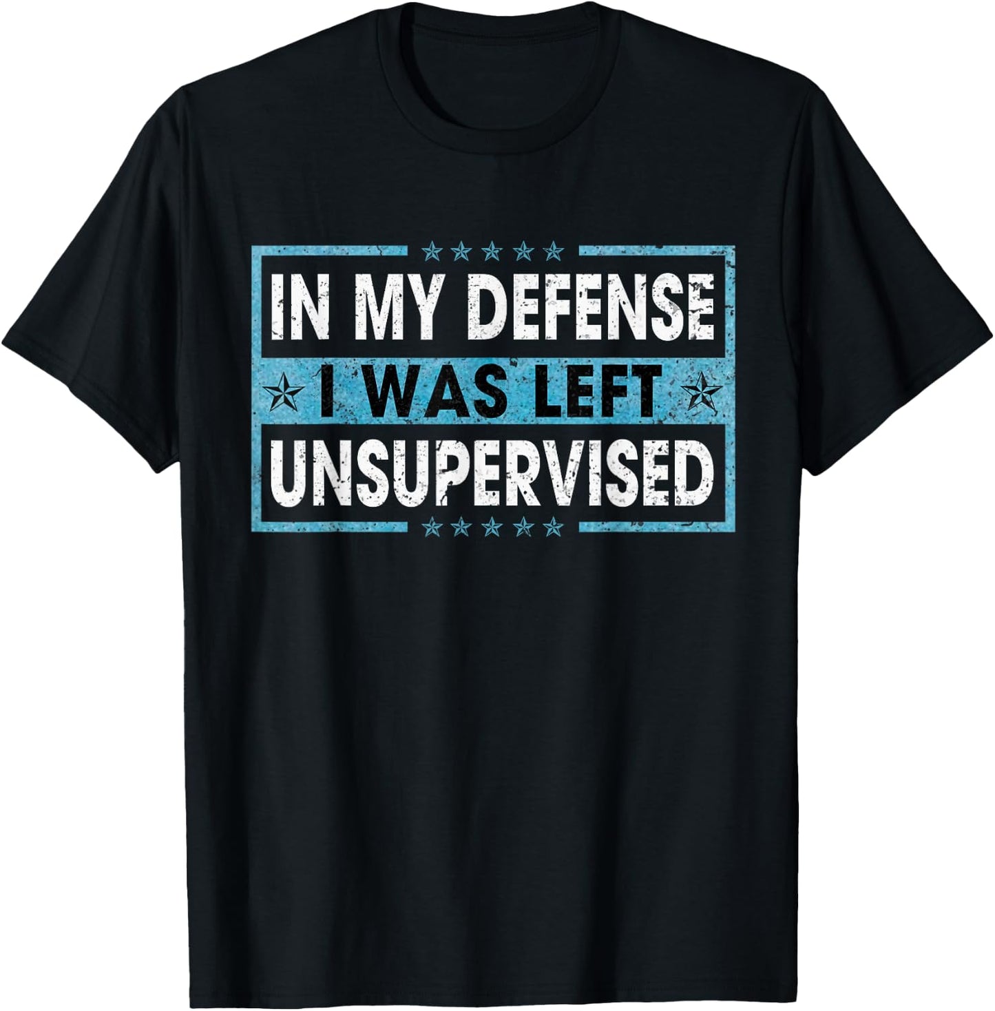 Funny Saying In My Defense I Was Left Unsupervised Retro T-Shirt - T-Shirt | Black