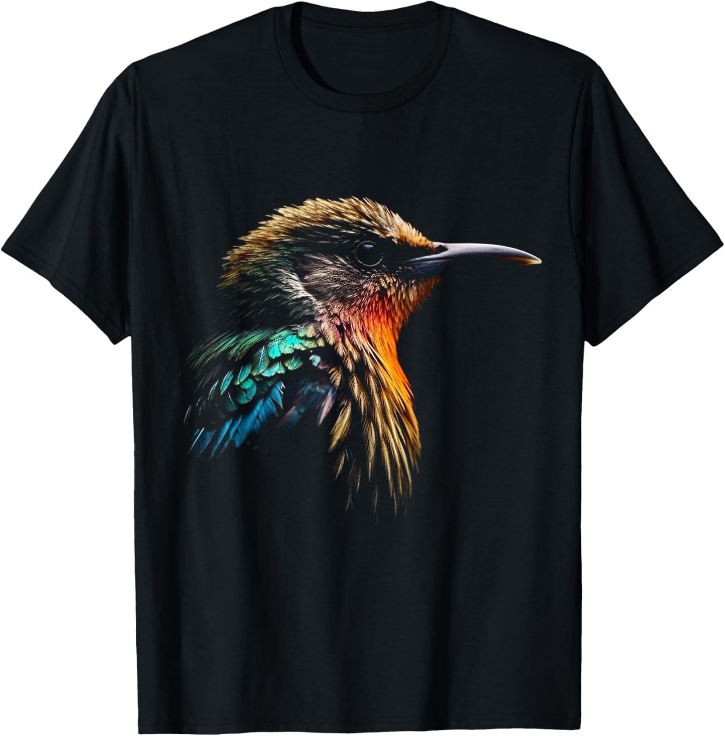 Bird Portrait Colourful Art Animal Motif Bird T-Shirt - T-Shirt | Black