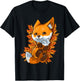 Red Forest Fox Baby Animal Autumn Leaves T-Shirt - T-Shirt | Black
