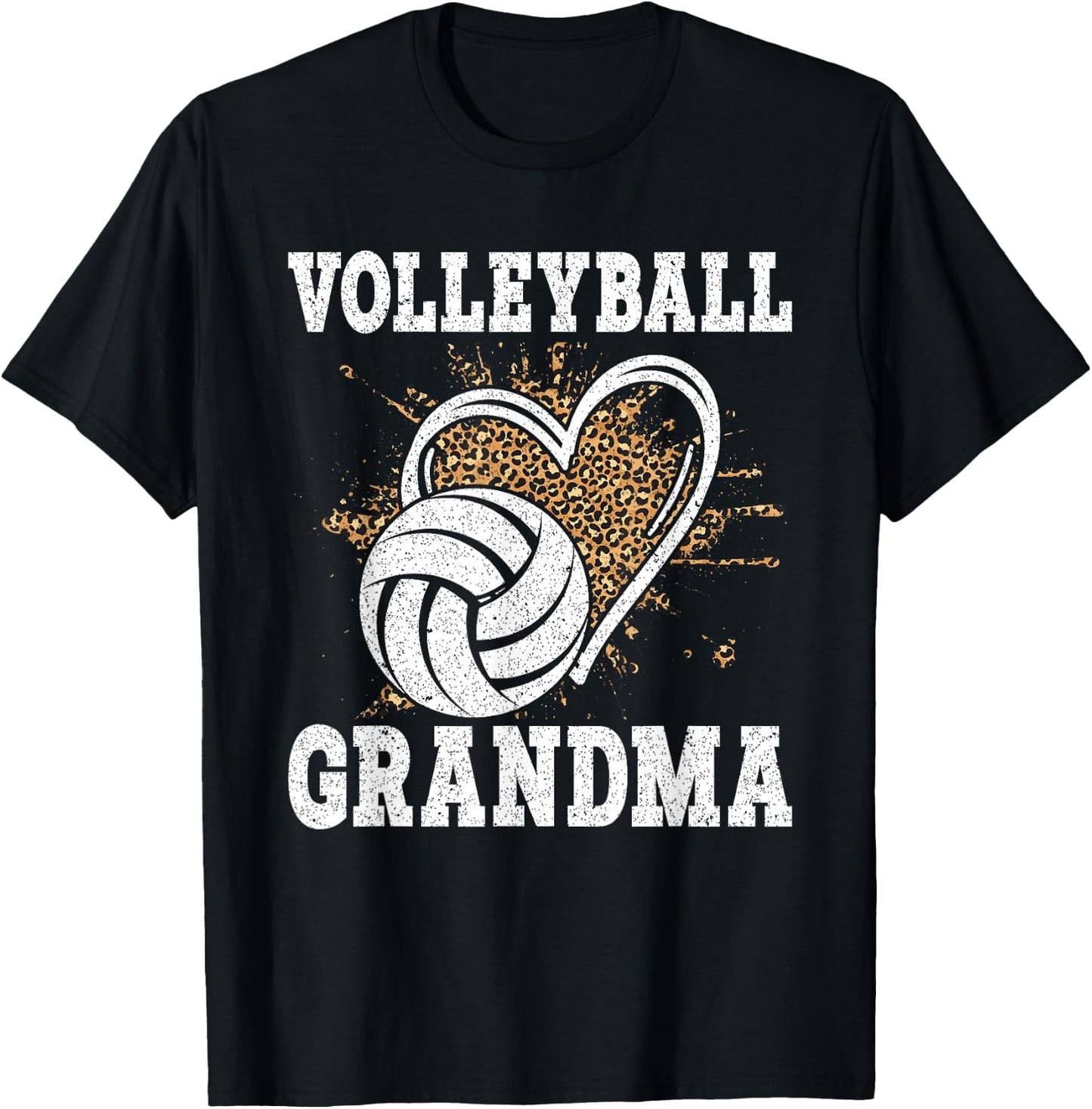 Volleyball Grandma Leopard shirt Funny Volleyball Grandma T-Shirt - T-Shirt | Black