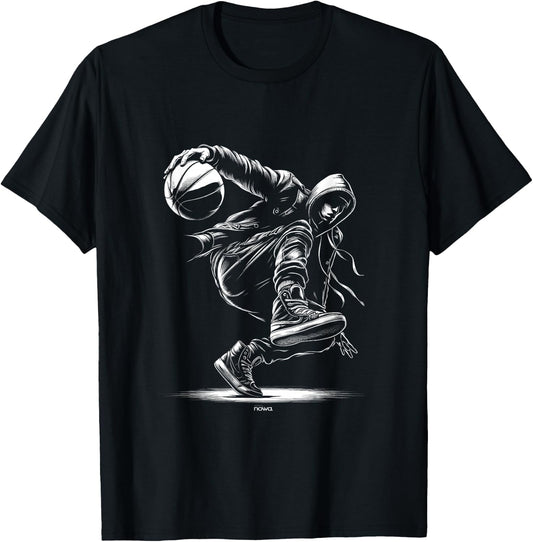 Hooded Breakdancing Basketball Crossover T-Shirt - T-Shirt | Black