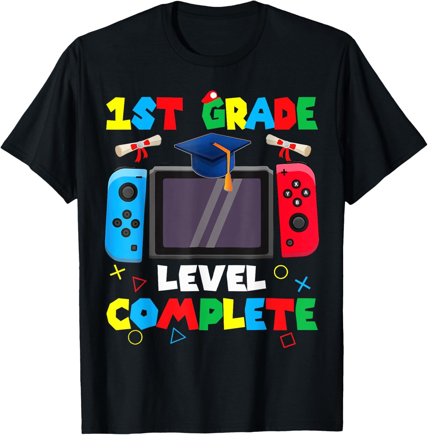 1st Grade Level Complete Graduation Class 2024 Boys Gamer T-Shirt - T-Shirt | Black