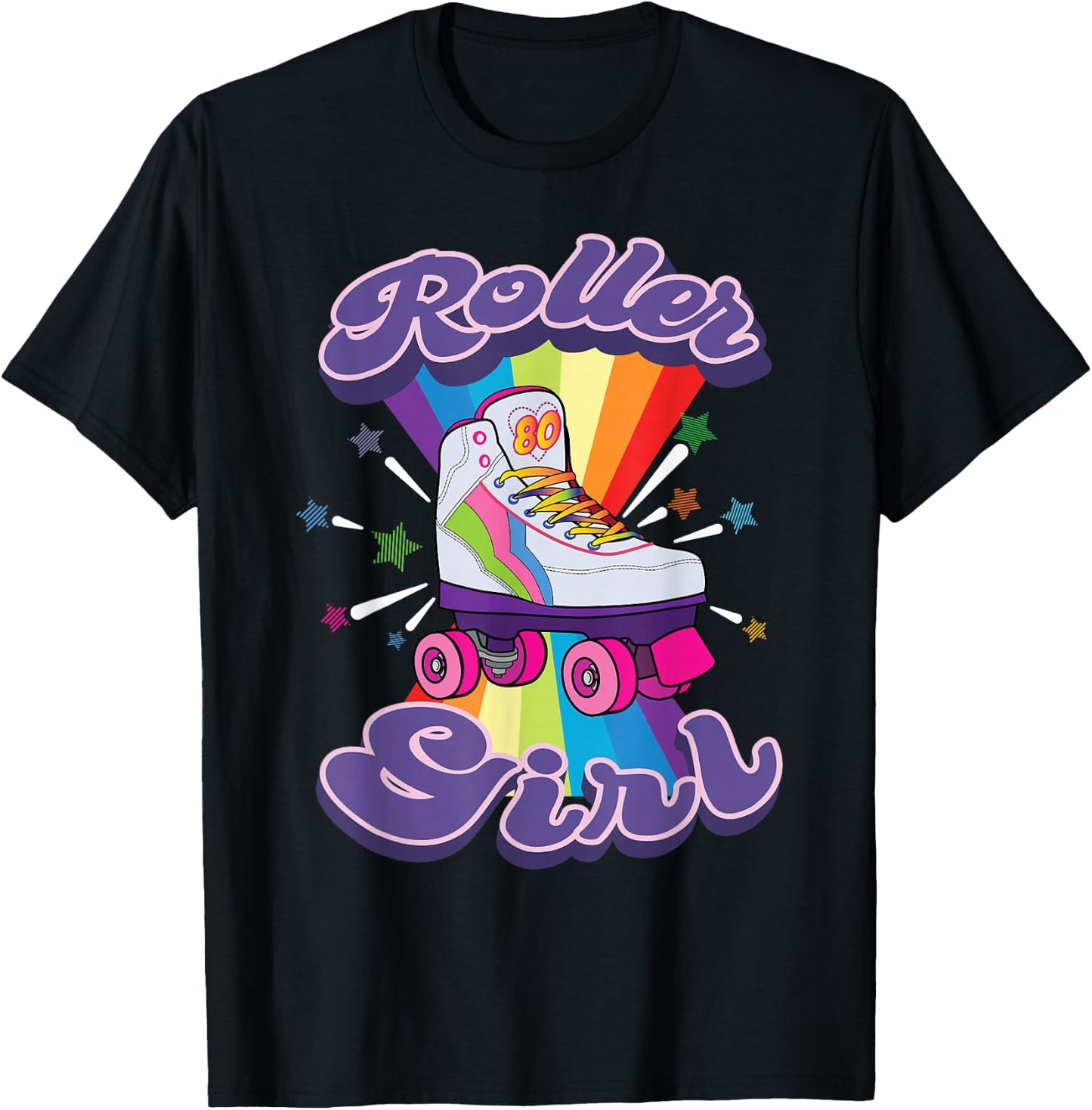 Roller Girl Funny Retro 70's Rolling Skates Gift Women Kids T-Shirt - T-Shirt | Black
