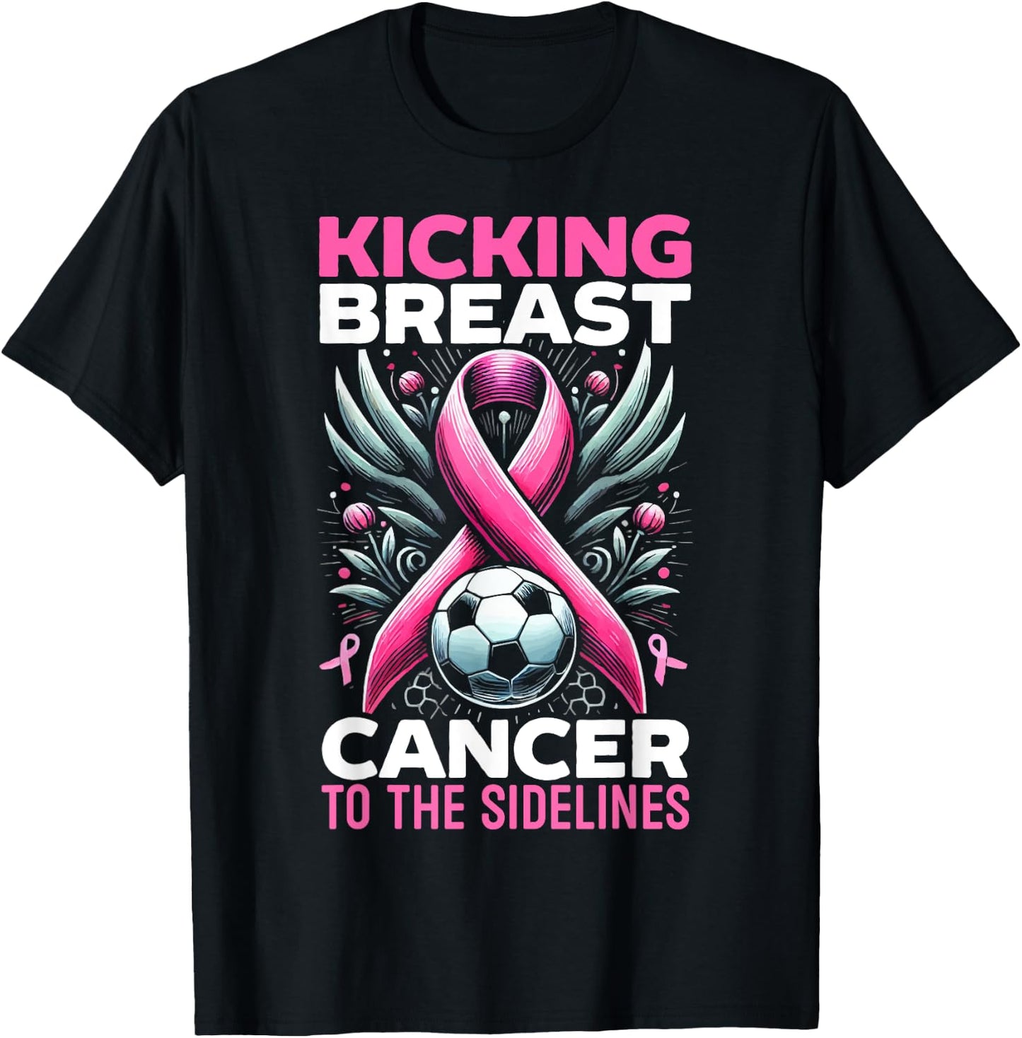 Soccer Breast Cancer Awareness Month Pink Ribbon T-Shirt - T-Shirt | Black