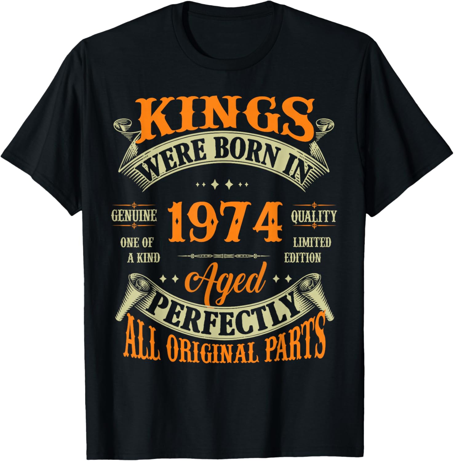 Vintage Kings Born In 1974 51st Birthday 51 Years Old T-Shirt - T-Shirt | Black
