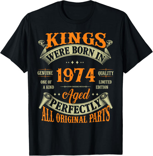 Vintage Kings Born In 1974 51st Birthday 51 Years Old T-Shirt - T-Shirt | Black