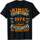 Vintage Kings Born In 1974 51st Birthday 51 Years Old T-Shirt - T-Shirt | Black