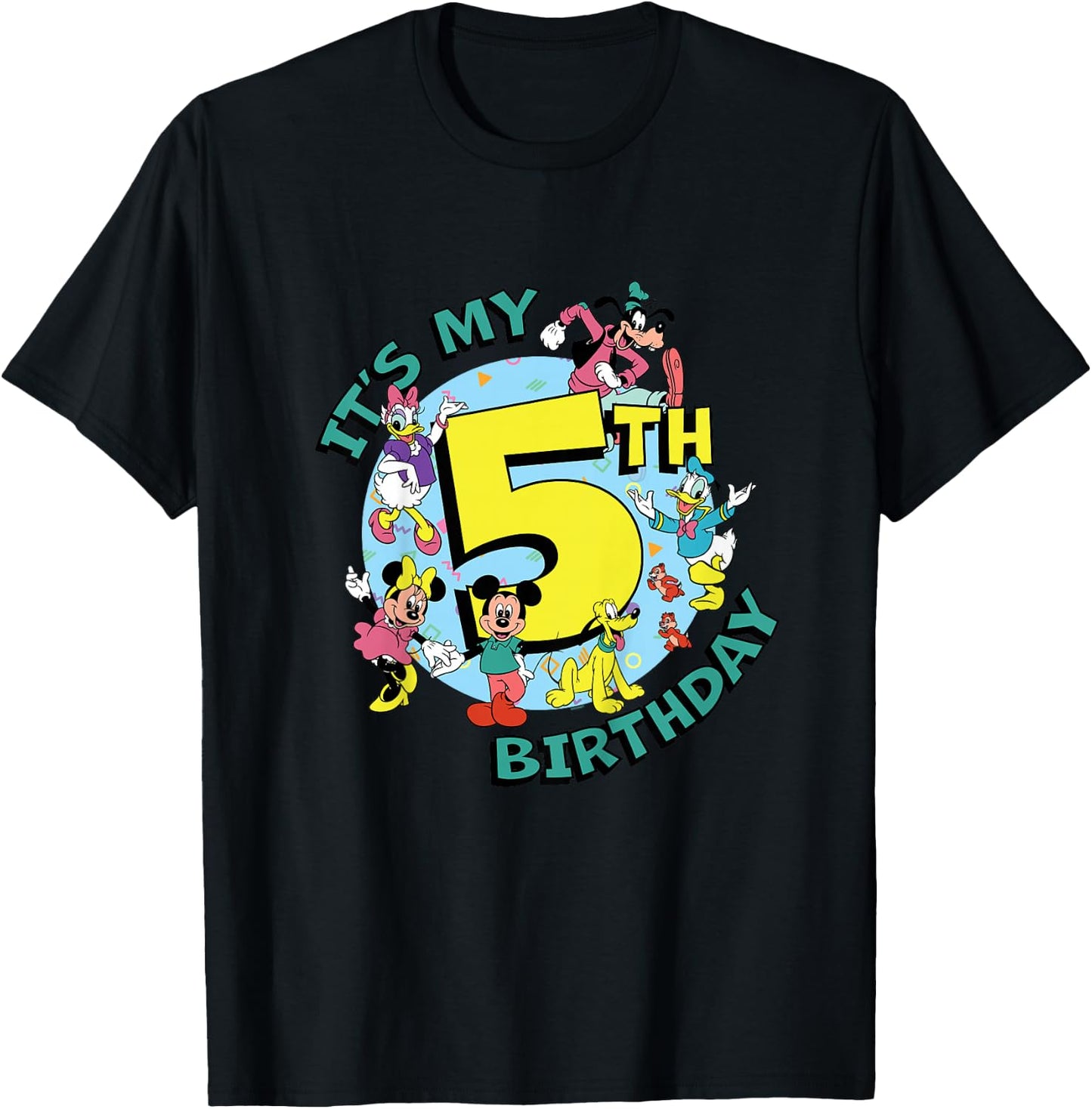 Disney Mickey and Friends It’s My Fifth 5th Birthday T-Shirt - T-Shirt | Black
