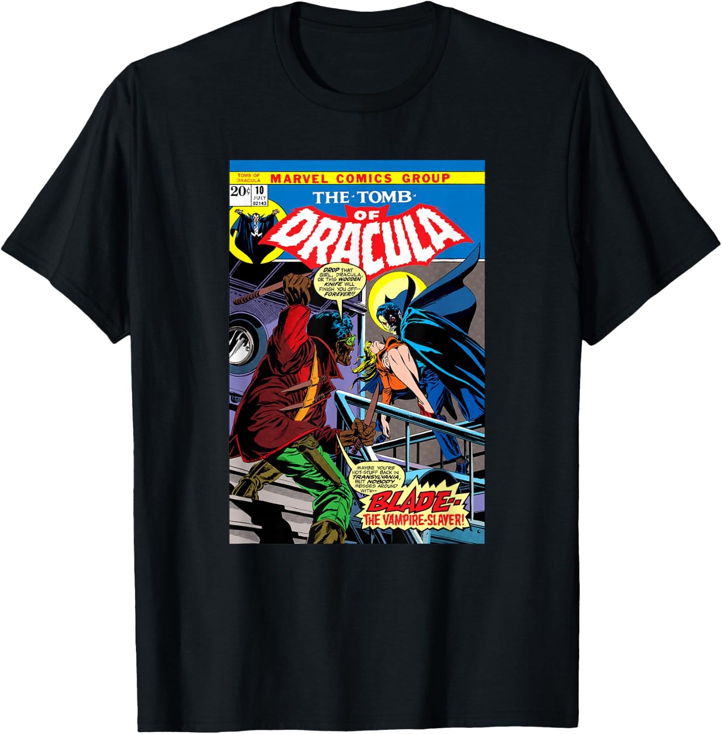 Marvel Blade Tomb of Dracula Vintage Comic Cover Halloween T-Shirt - T-Shirt | Black