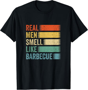 Retro Funny Bbq Grilling Real Men Smell Like Barbeque Grill T-Shirt - T-Shirt | Black