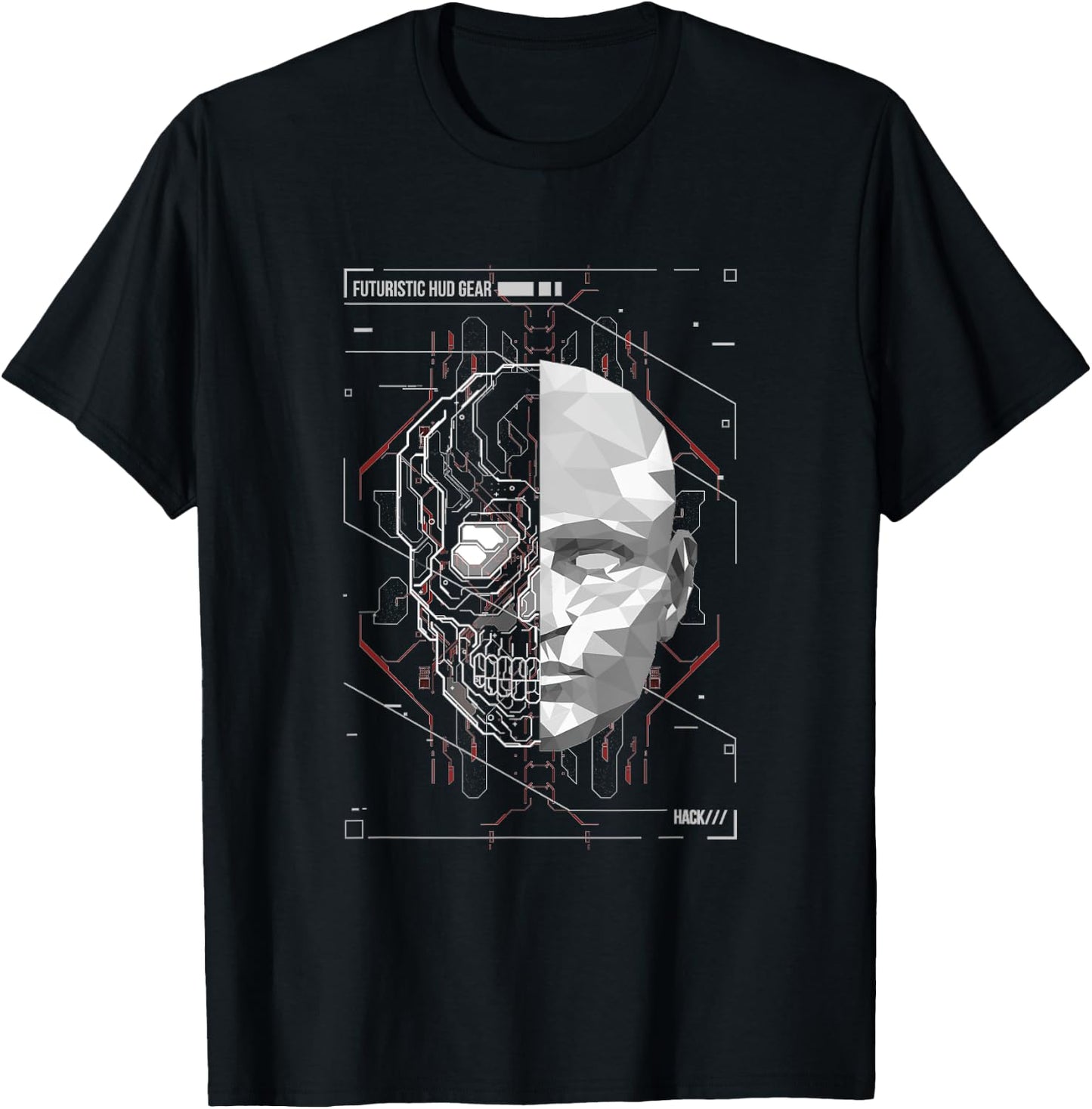 Cyberpunk HUD Gear - human anatomy of hologram T-Shirt - T-Shirt | Black