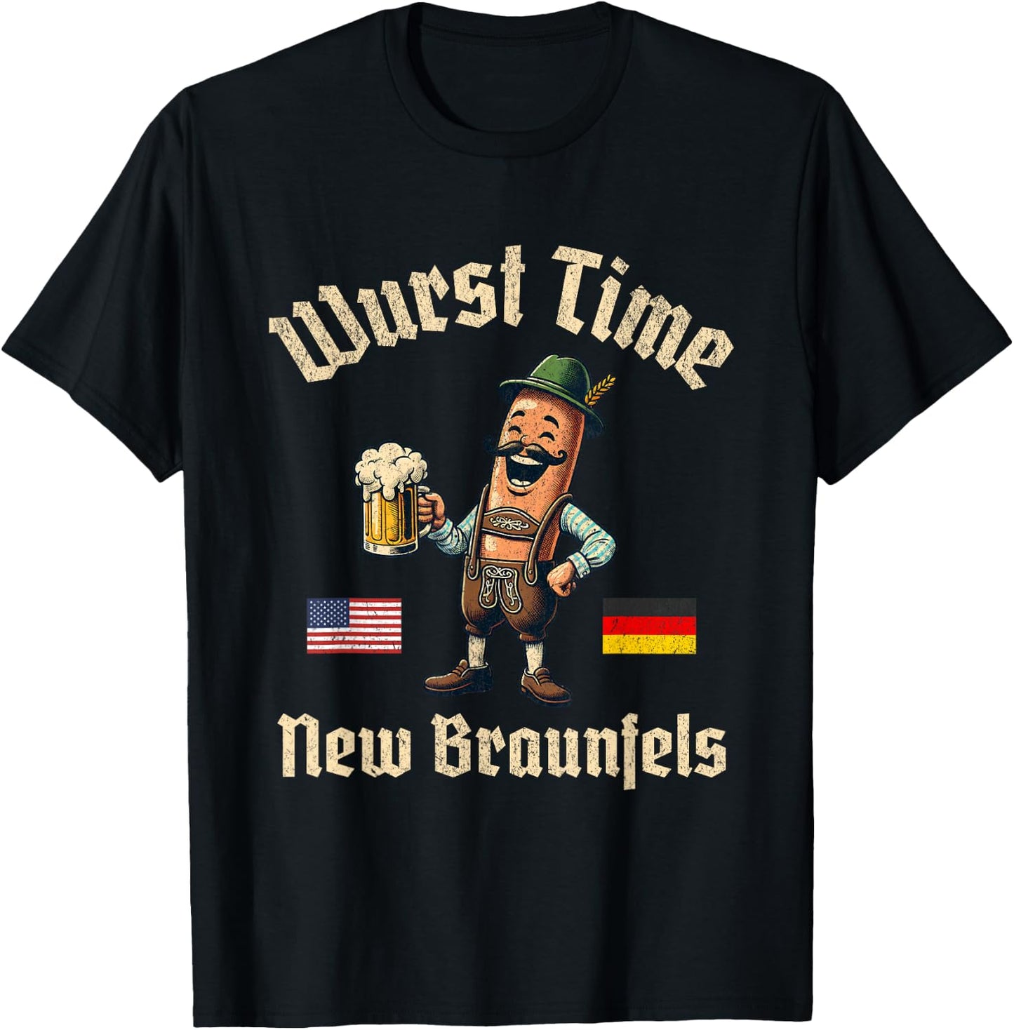 Wurst Time Wurst Fest German Beer Festival New Braunfels T-Shirt - T-Shirt | Black