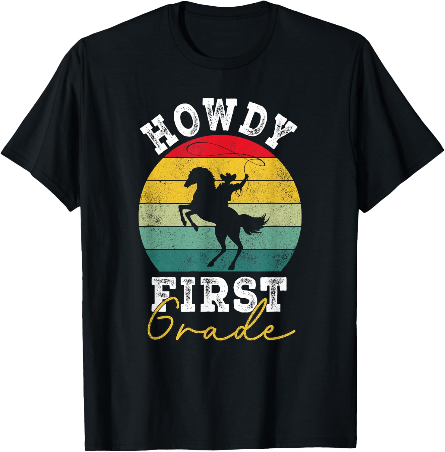 Howdy 1st Grade Cowboy Western Back To School first Grade T-Shirt - T-Shirt | Black