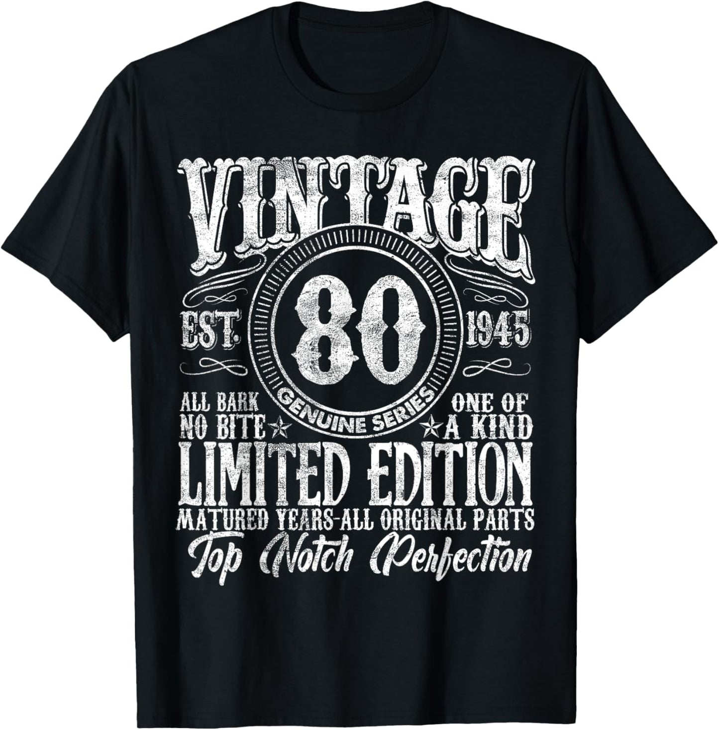 80 Year Old Gifts Vintage 1945 Limited Edition 80th Birthday T-Shirt - T-Shirt | Black