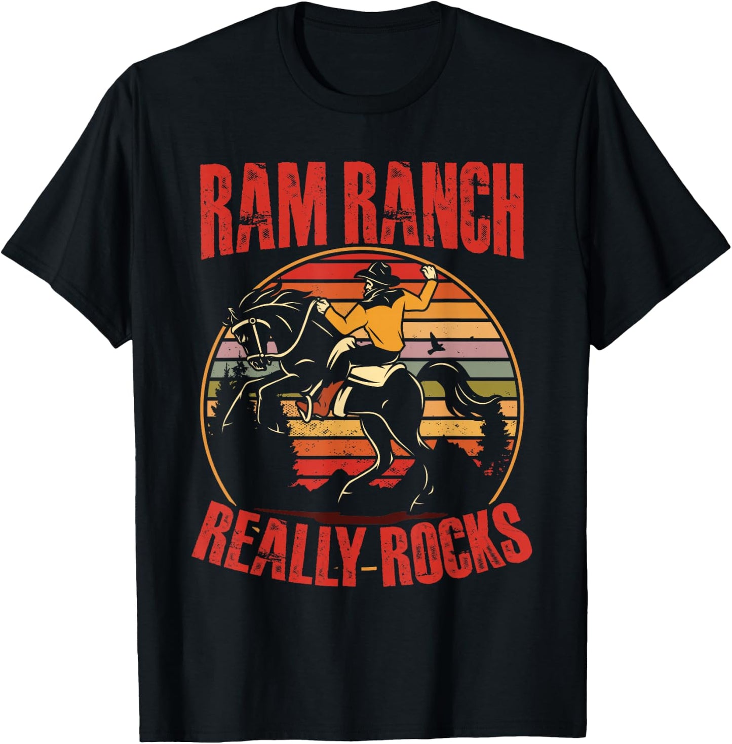 Ram Ranch Really Rocks Western Horse Riding Cowboy T-Shirt - T-Shirt | Black