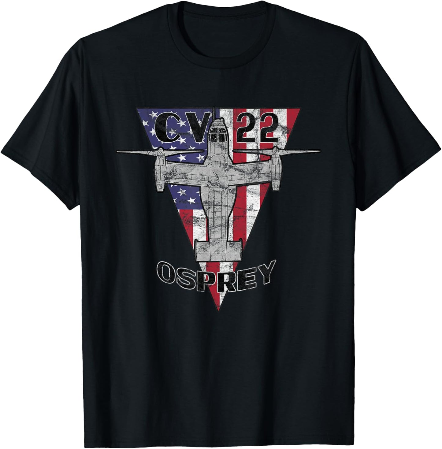 CV-22 Osprey Tilt-Rotor Military Airplane Patriotic Vintage T-Shirt - T-Shirt | Black