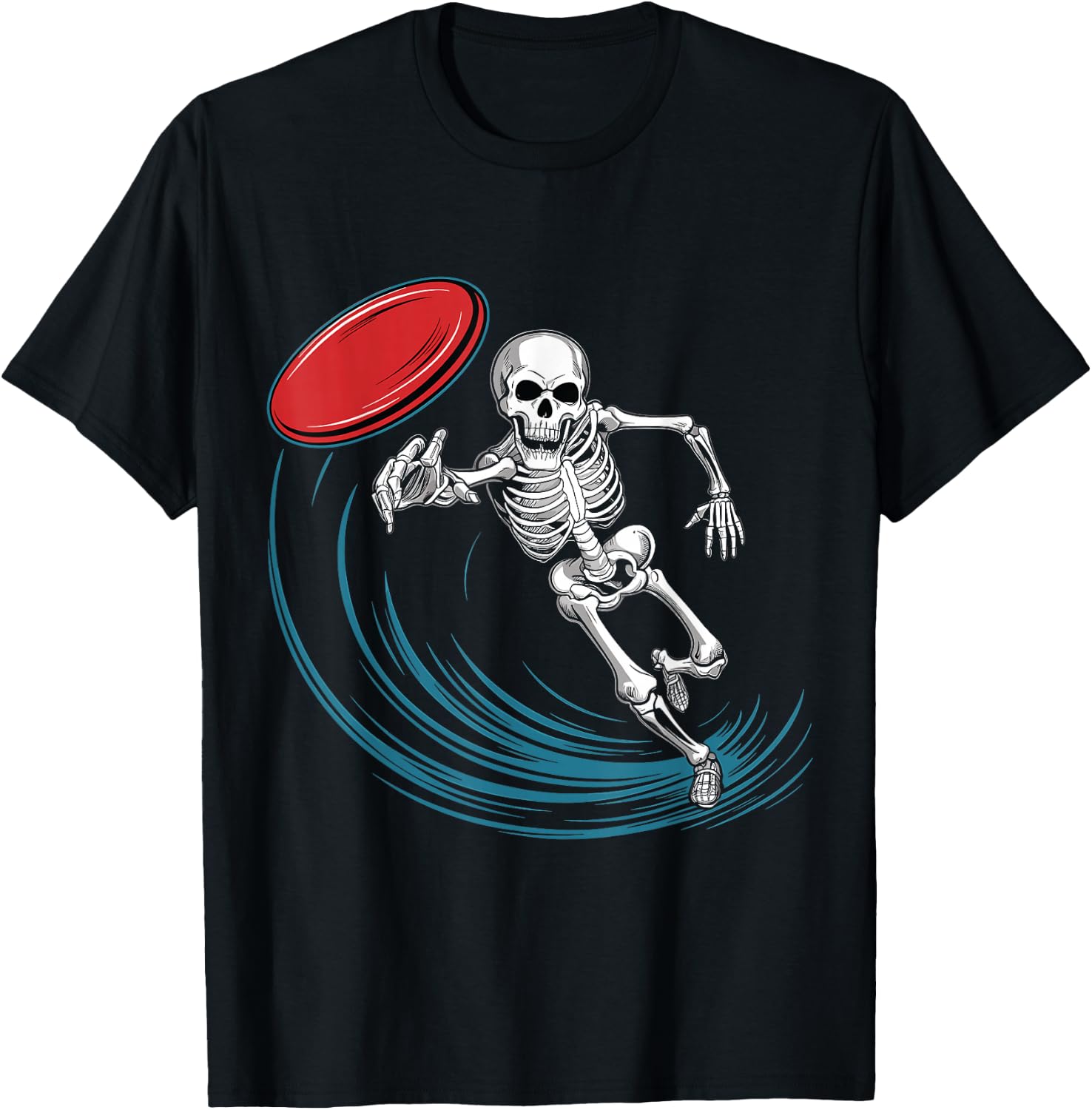 Disc Golfing Skeleton Halloween Men Boys Disc Golf Halloween T-Shirt - T-Shirt | Black