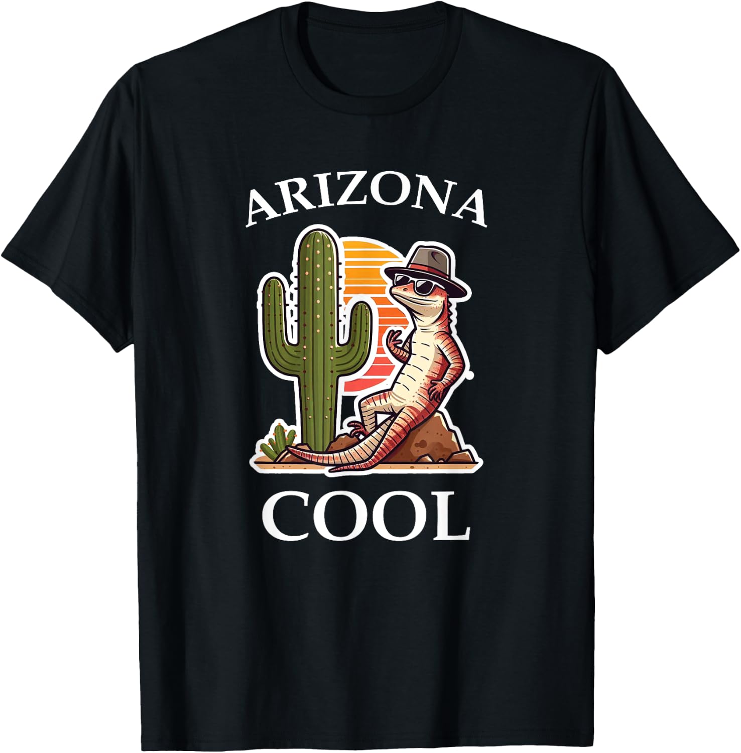 Arizona Cool Lizard Cactus T-Shirt - T-Shirt | Black