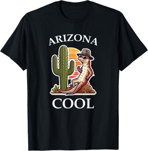 Arizona Cool Lizard Cactus T-Shirt - T-Shirt | Black