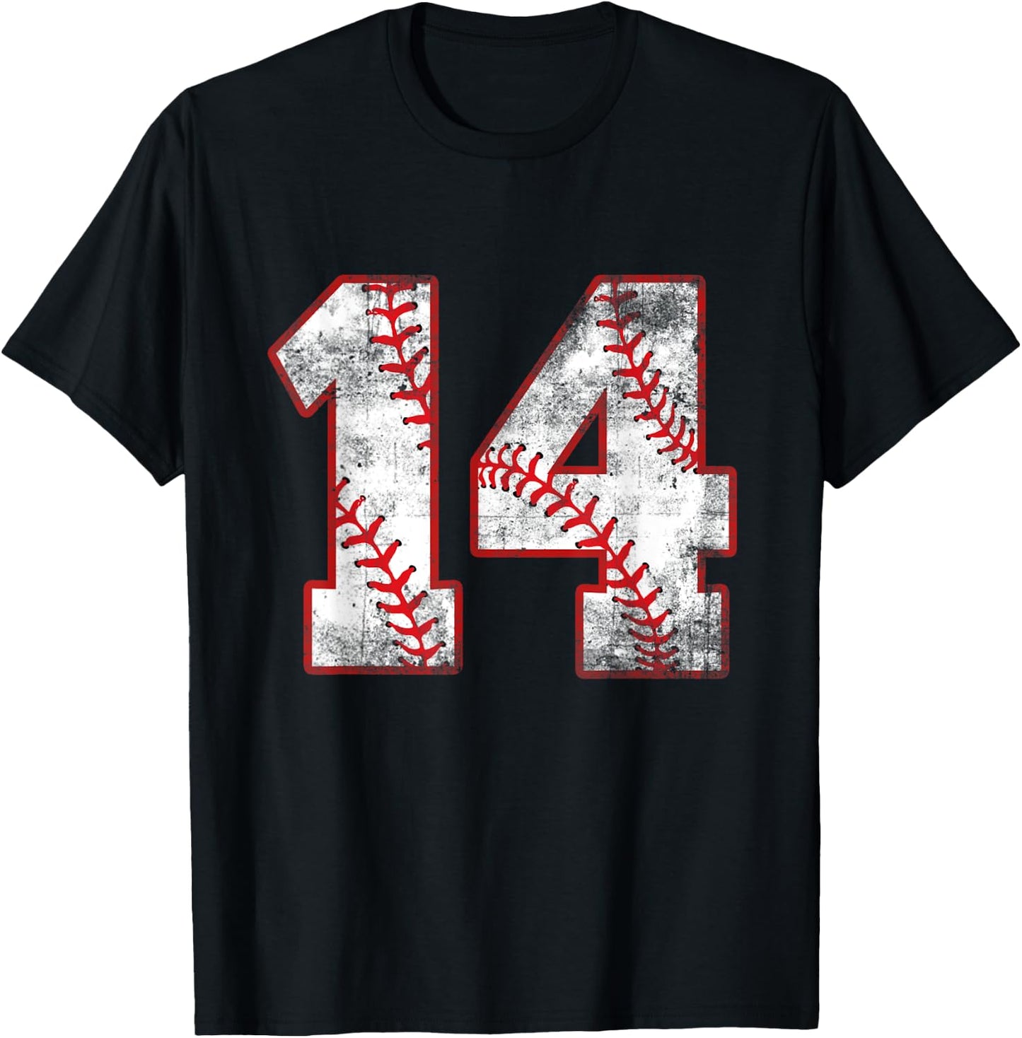 Baseball 14 Jersey 14th Birthday Gifts 14 Year Old Boys Kids T-Shirt - T-Shirt | Black