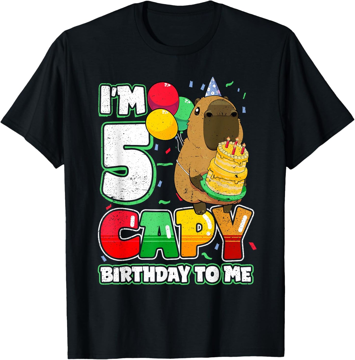 5 Years Old Capy Birthday to me 5th Birthday Capybara T-Shirt - T-Shirt | Black