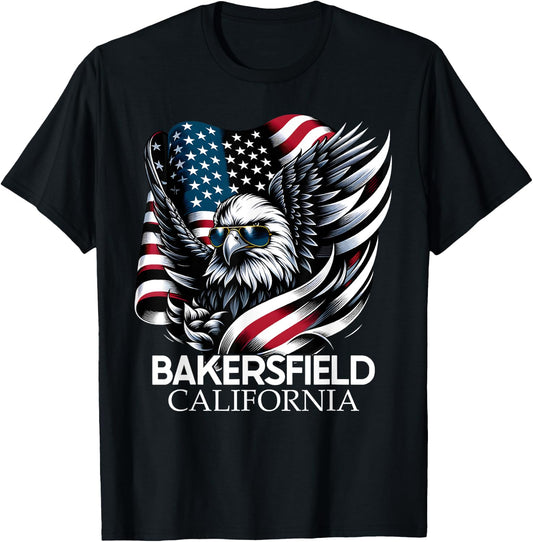 Bakersfield California 4th Of July USA American Flag Kids Men T-Shirt - T-Shirt | Black
