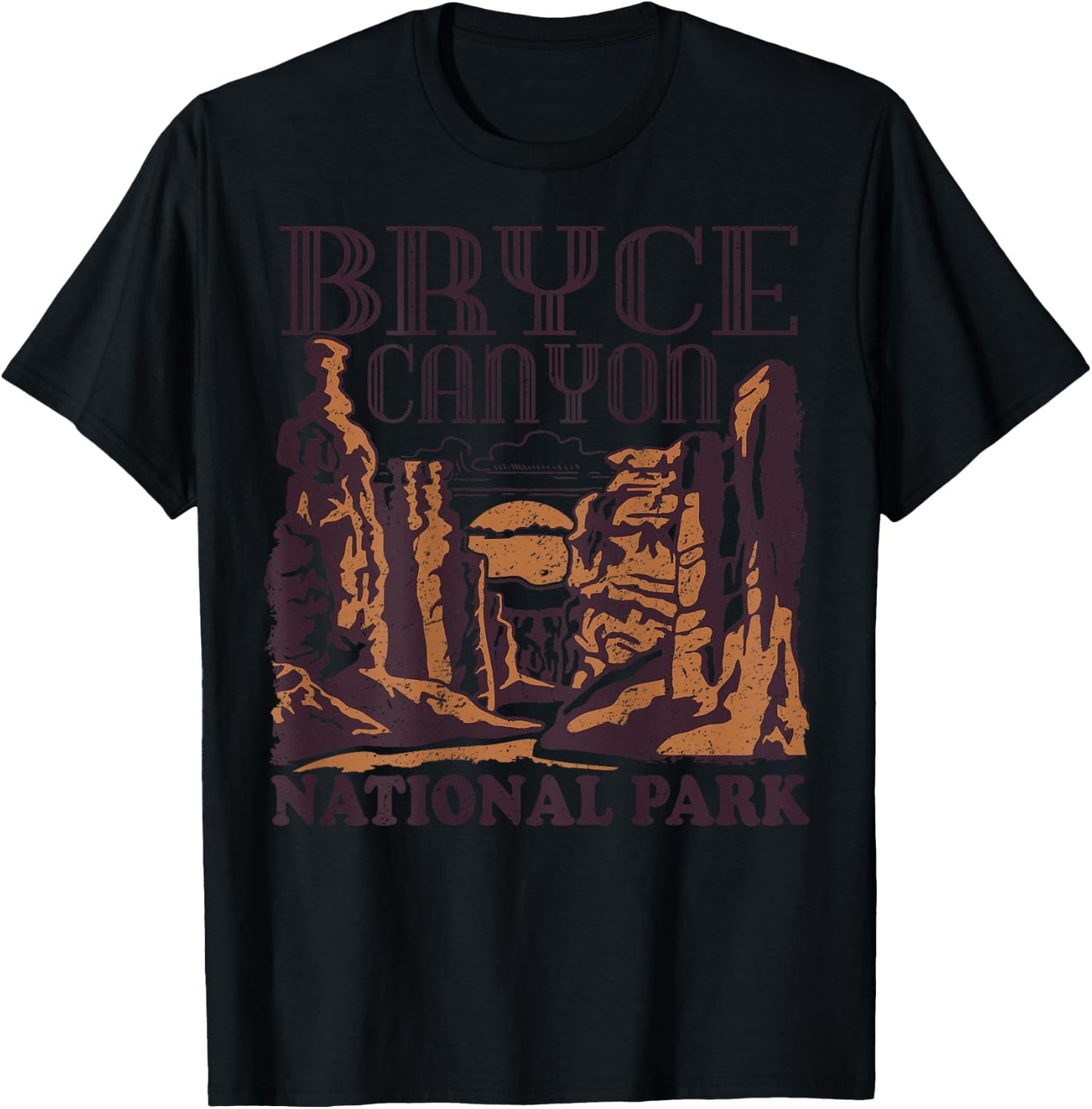 Bryce Canyon National Park (Design on Back) Vintage Style T-Shirt - T-Shirt | Black